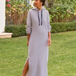 Frank & Eileen Navy French Stripe James Hooded Maxi Dress